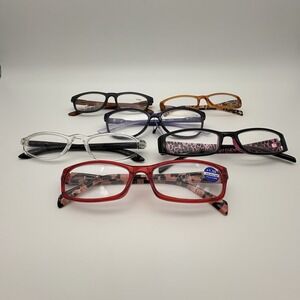 Collection Of 6 Reading Glasses 1.50  Stylish Fun Colors Plastic Frames